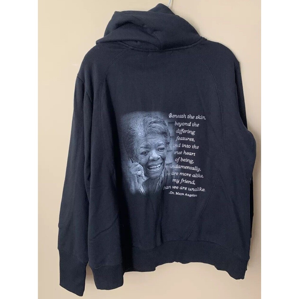 The Bradford Exchange HOODIE Dr Maya Angelou Embroidered Black Zip XL NEW B4